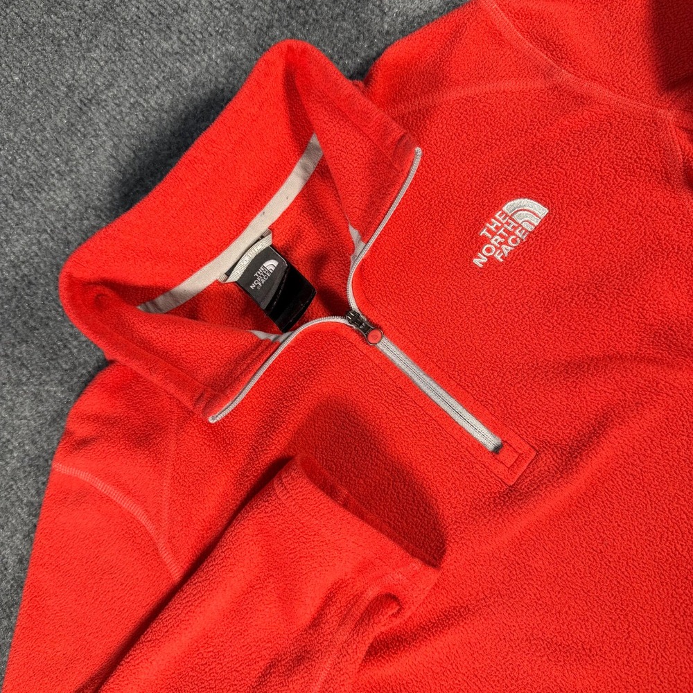 The North Face TKA 100 Fleece Pullover Womens Medium Red 1/4 Zip A7YP #4290